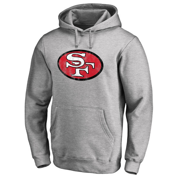Men's San Francisco 49ers Pro Line Gray Throwback Logo Pullover Hoodie