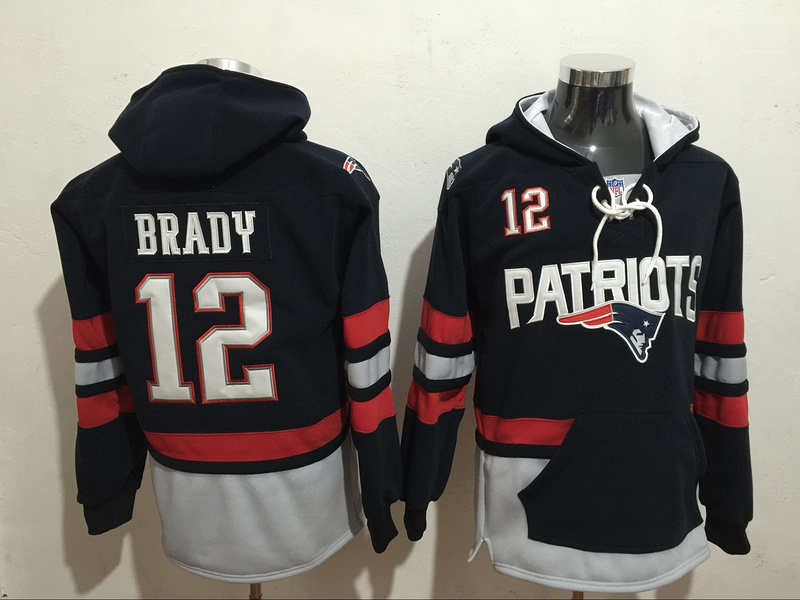 Nike Patriots 12 Tom Brady Navy All Stitched Hooded Sweatshirt