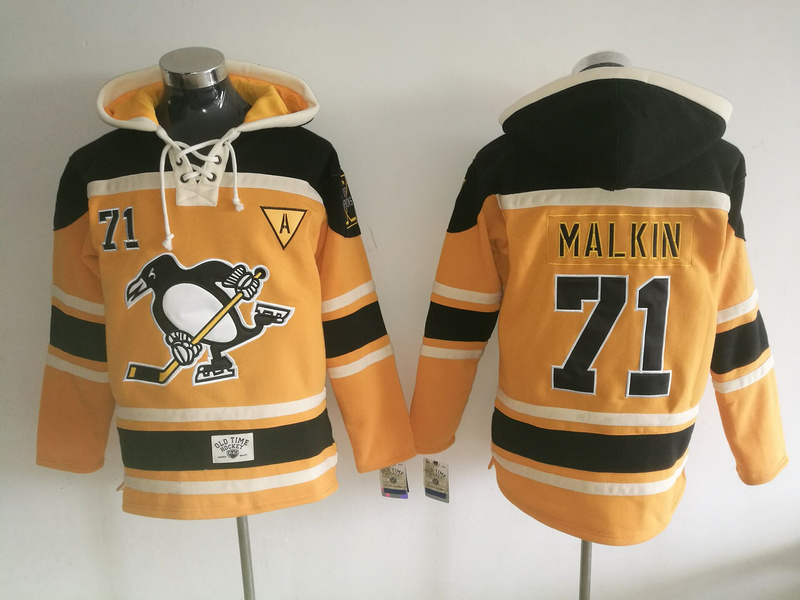 Penguins 71 Evgeni Malkin Orange All Stitched Hooded Sweatshirt