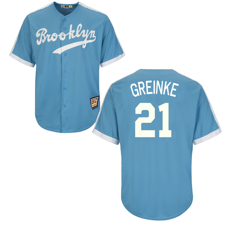 Dodgers 21 Zack Greinke Light Blue Cooperstown Throwback Jersey