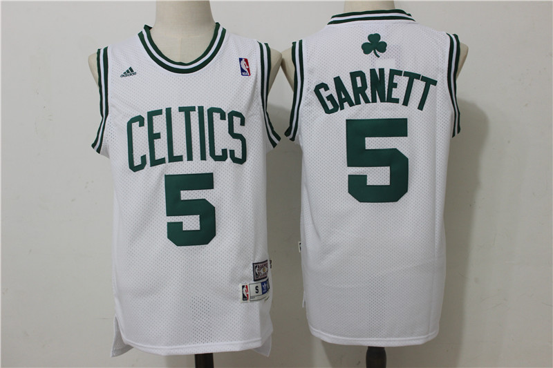 Celtics 5 Kevin Garnett White Hardwood Classics Swingman Jersey