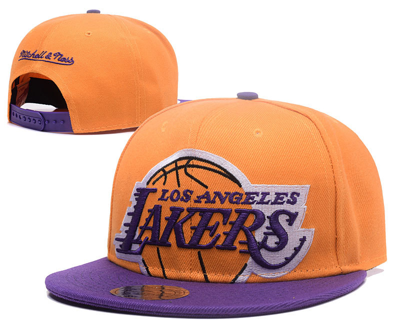 Lakers Team Logo Yellow Mitchell & Ness Adjustable Hat GS