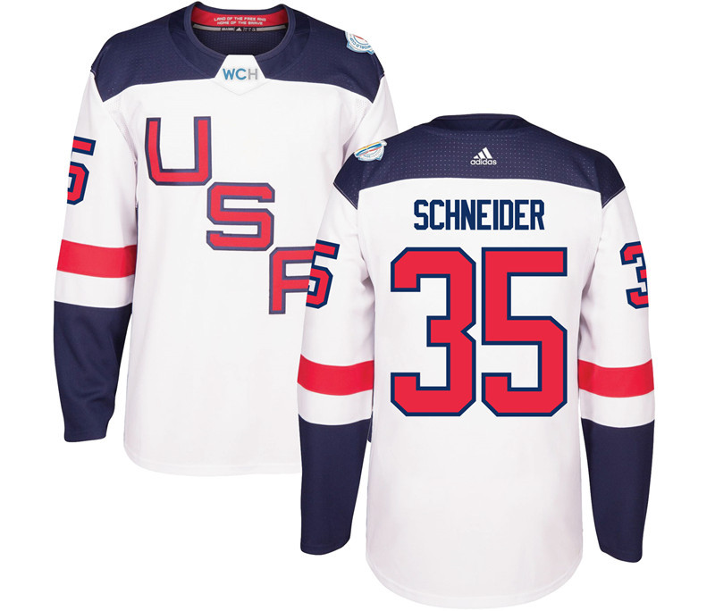 USA 35 Cory Schneider White 2016 World Cup Of Hockey Premier Player Jersey