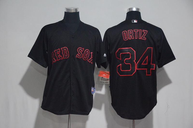 Red Sox 34 David Ortiz Black Cool Base Jersey