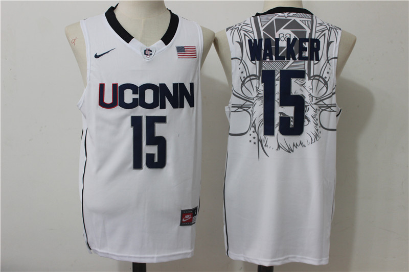 UConn Huskies 15 Kemba Walker White College Basketball Jersey