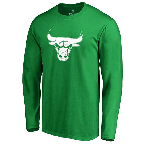 Chicago Bulls Fanatics Branded Kelly Green St. Patrick's Day White Logo Long Sleeve T-Shirt