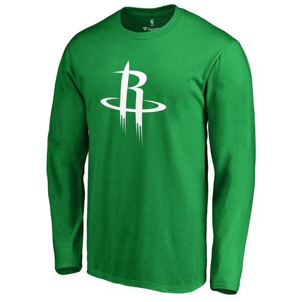 Houston Rockets Fanatics Branded Kelly Green St. Patrick's Day White Logo Long Sleeve T-Shirt