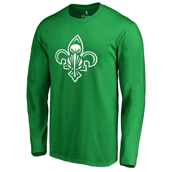 New Orleans Pelicans Fanatics Branded Kelly Green St. Patrick's Day White Logo Long Sleeve T-Shirt