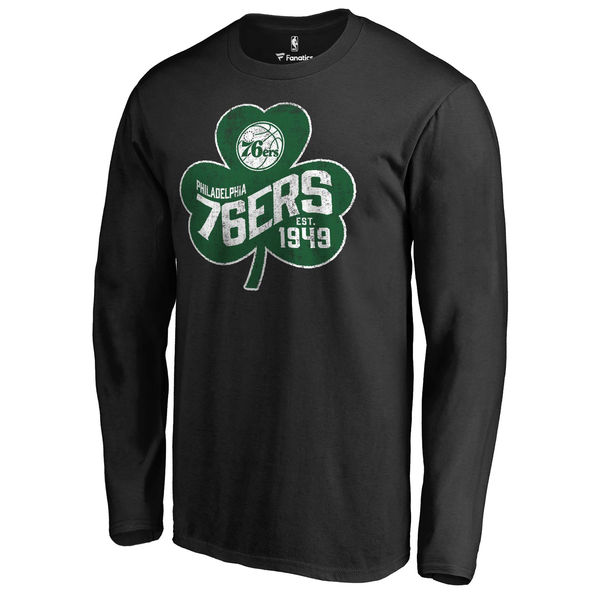 Philadelphia 76ers Fanatics Branded Black Big & Tall St. Patrick's Day Paddy's Pride Long Sleeve T-Shirt