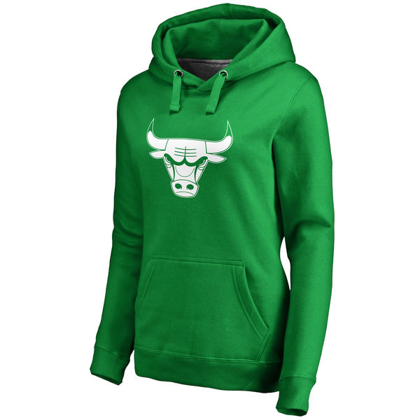 Chicago Bulls Fanatics Branded Women's Kelly Green St. Patrick's Day White Logo Pullover Hoodie