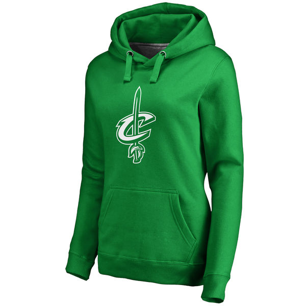 Cleveland Cavaliers Fanatics Branded Women's Kelly Green St. Patrick's Day White Logo Pullover Hoodie
