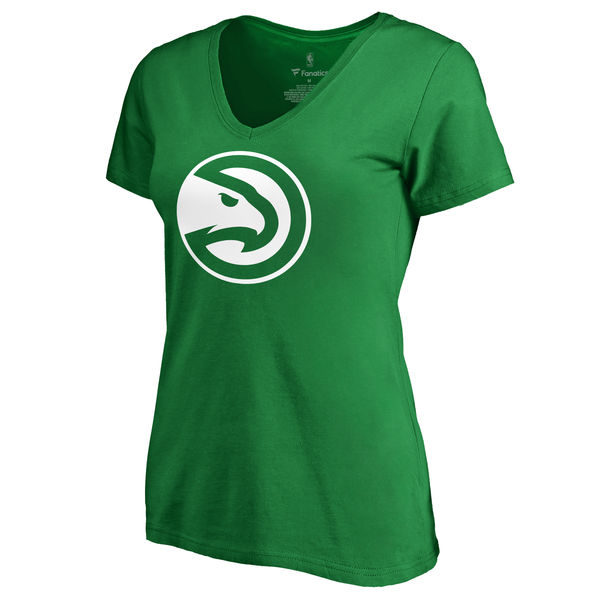Atlanta Hawks Fanatics Branded Kelly Green St. Patrick's Day White Logo Women's T-Shirt