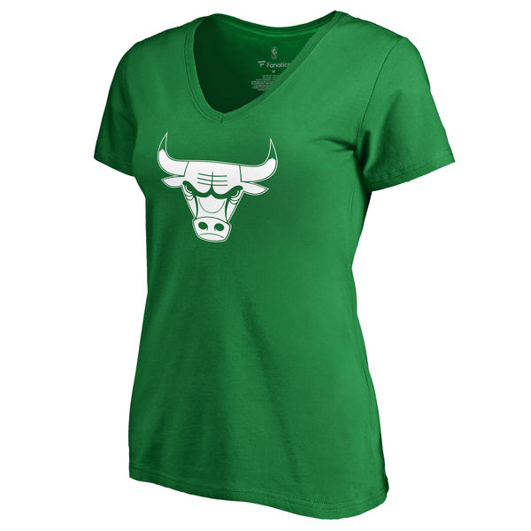 Chicago Bulls Fanatics Branded Kelly Green St. Patrick's Day White Logo Women's T-Shirt