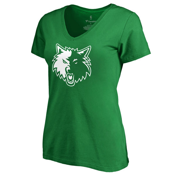 Minnesota Timberwolves Fanatics Branded Kelly Green St. Patrick's Day White Logo Women's T-Shirt