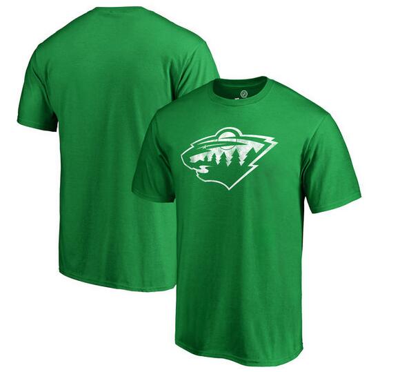 Minnesota Wild Fanatics Branded St. Patrick's Day White Logo T-Shirt Kelly Green