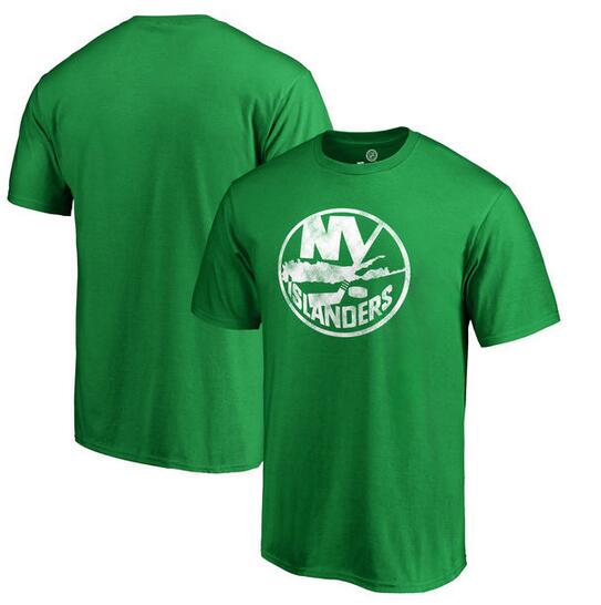 New York Islanders Fanatics Branded St. Patrick's Day White Logo T-Shirt Kelly Green