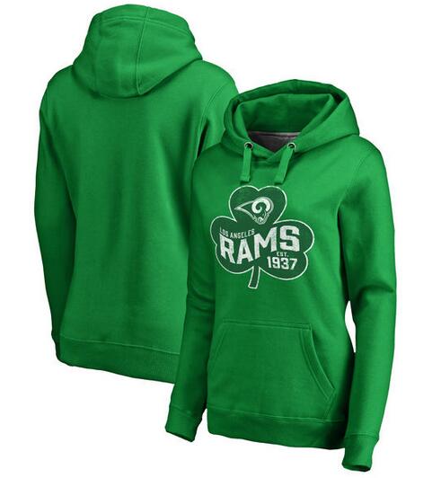 Los Angeles Rams Pro Line by Fanatics Branded Women's St. Patrick's Day Paddy's Pride Pullover Hoodie Kelly Green