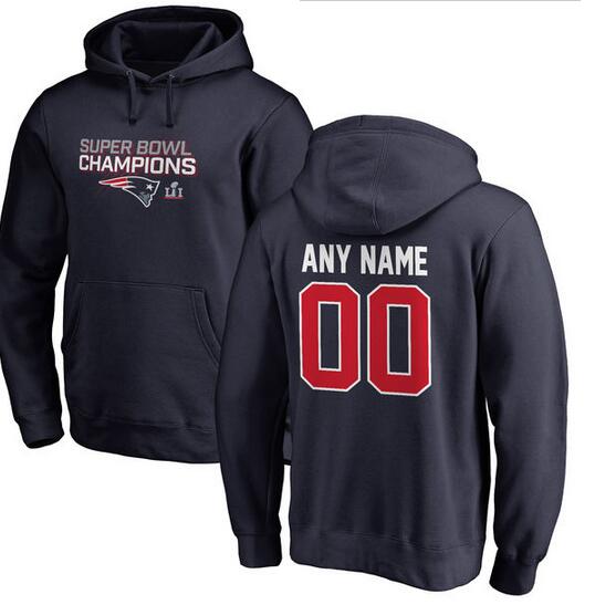 New England Patriots Pro Line by Fanatics Branded Super Bowl LI Champions Personalized Pullover Hoodie Navy