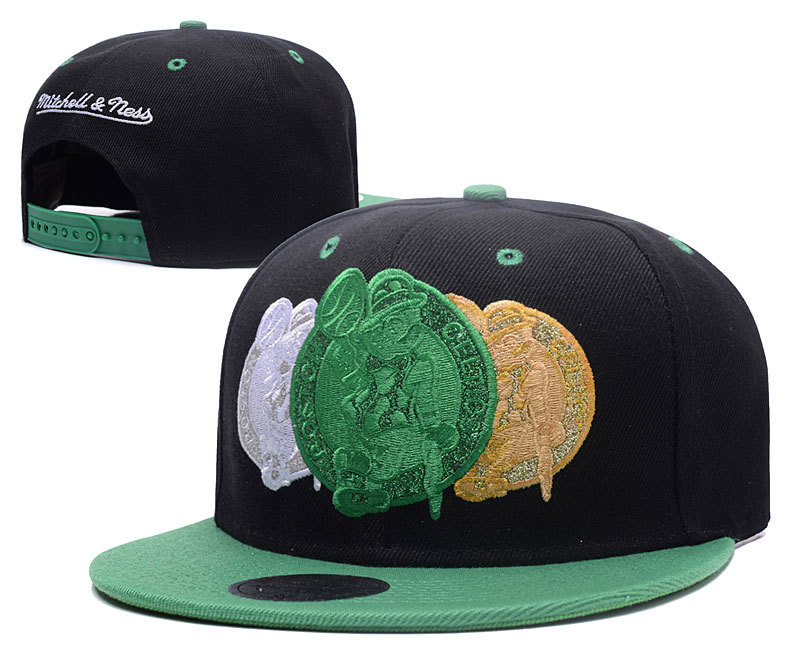 Celtics Team Logo Black Mitchell & Ness Adjustable Hat GS