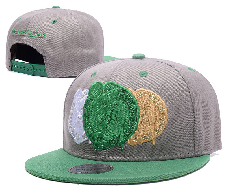 Celtics Team Logo Grey Mitchell & Ness Adjustable Hat GS