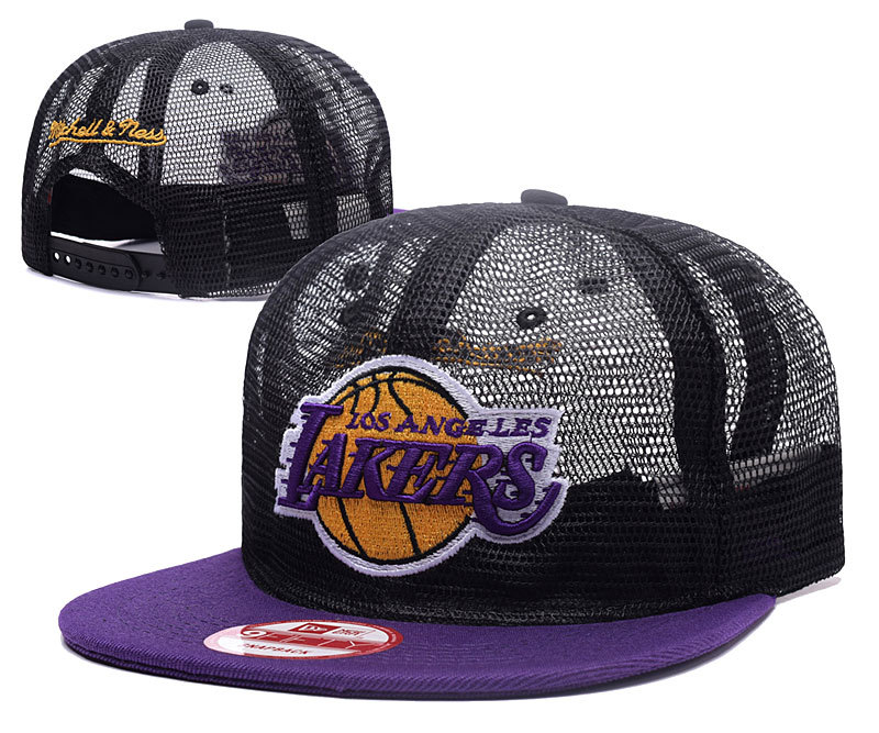 Lakers Team Logo Black Mitchell & Ness Adjustable Hat GS
