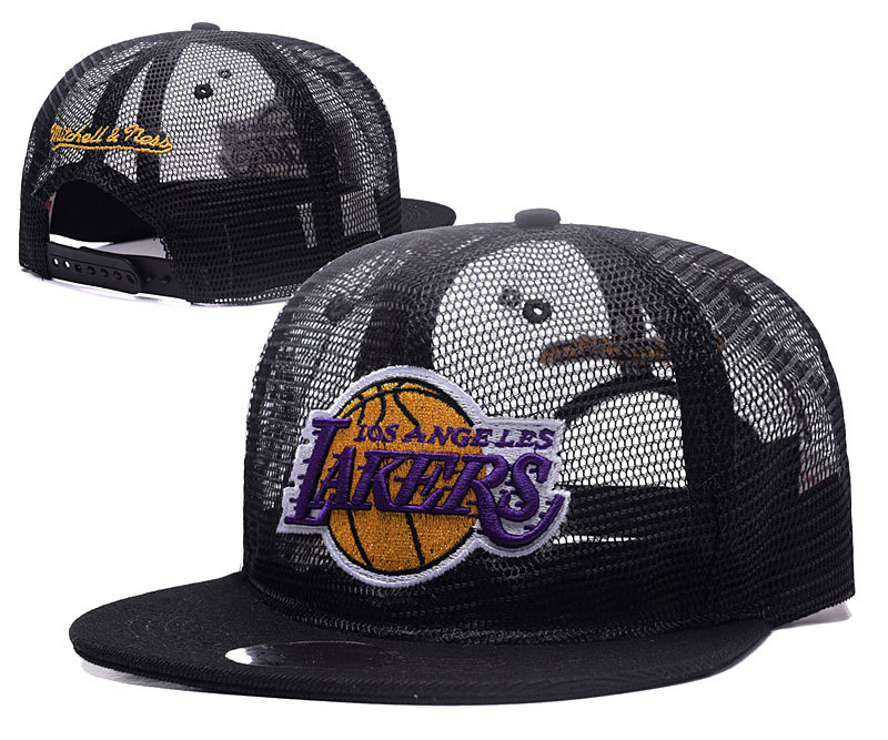 Lakers Team Logo Black Mitchell & Ness Adjustable Hat GS2