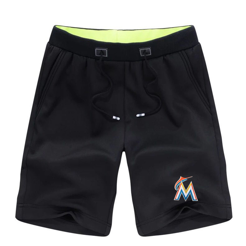 Men's Miami Marlins Team Logo Black Baseball Shorts