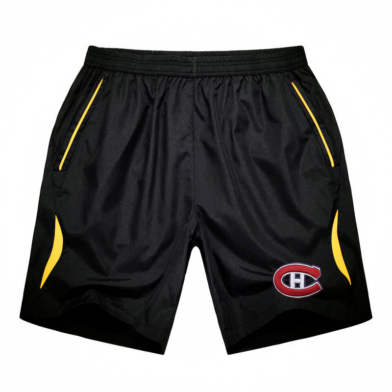 Men's Montreal Canadiens Black Gold Stripe Hockey Shorts