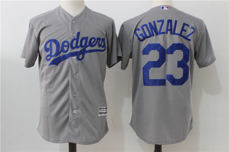 Dodgers 23 Adrian Gonzalez Gray Cool Base Jersey