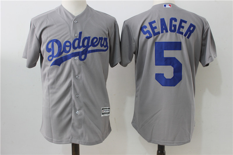 Dodgers 5 Corey Seager Gray Cool Base Jersey