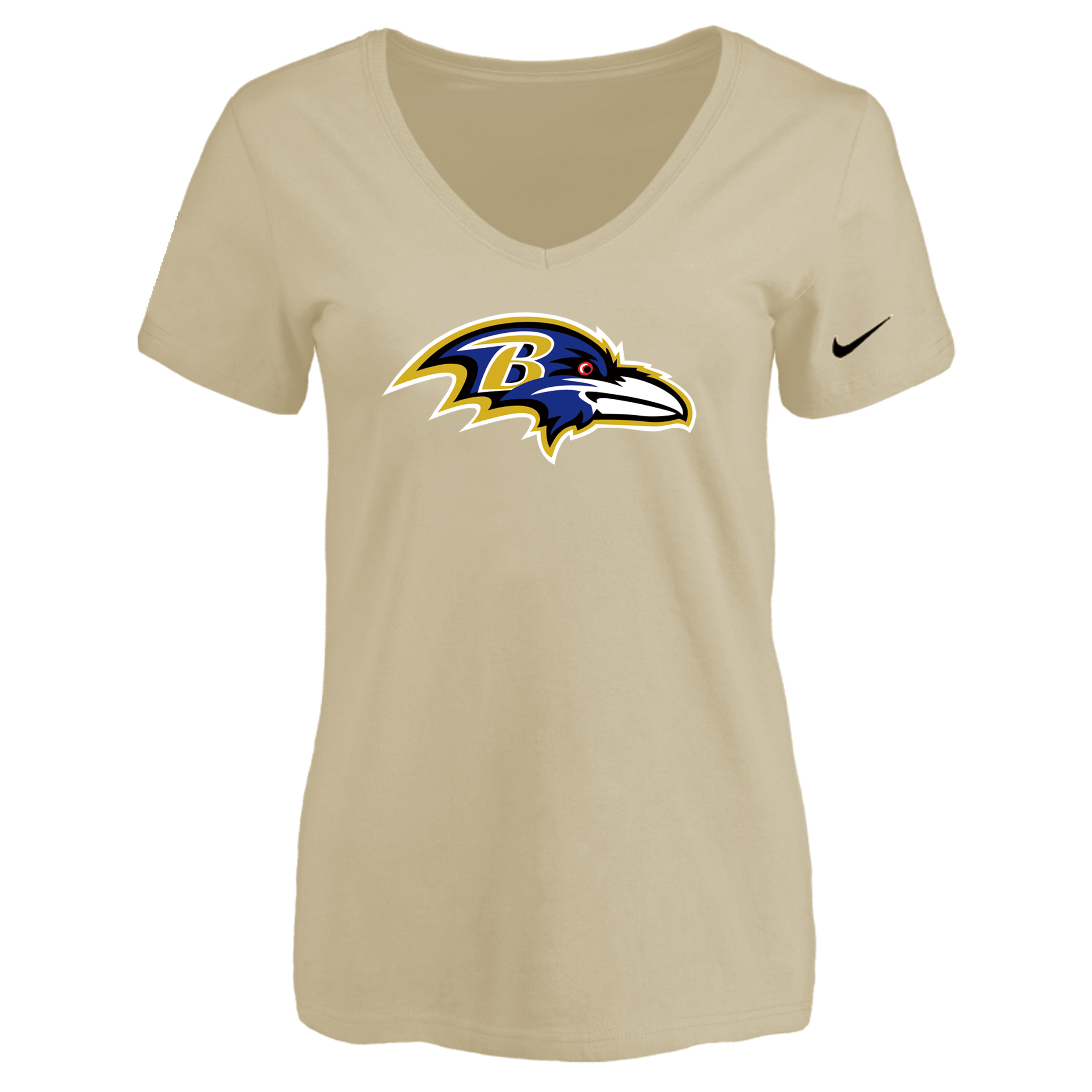 Baltimore Ravens Beige Women's Logo V neck T-Shirt