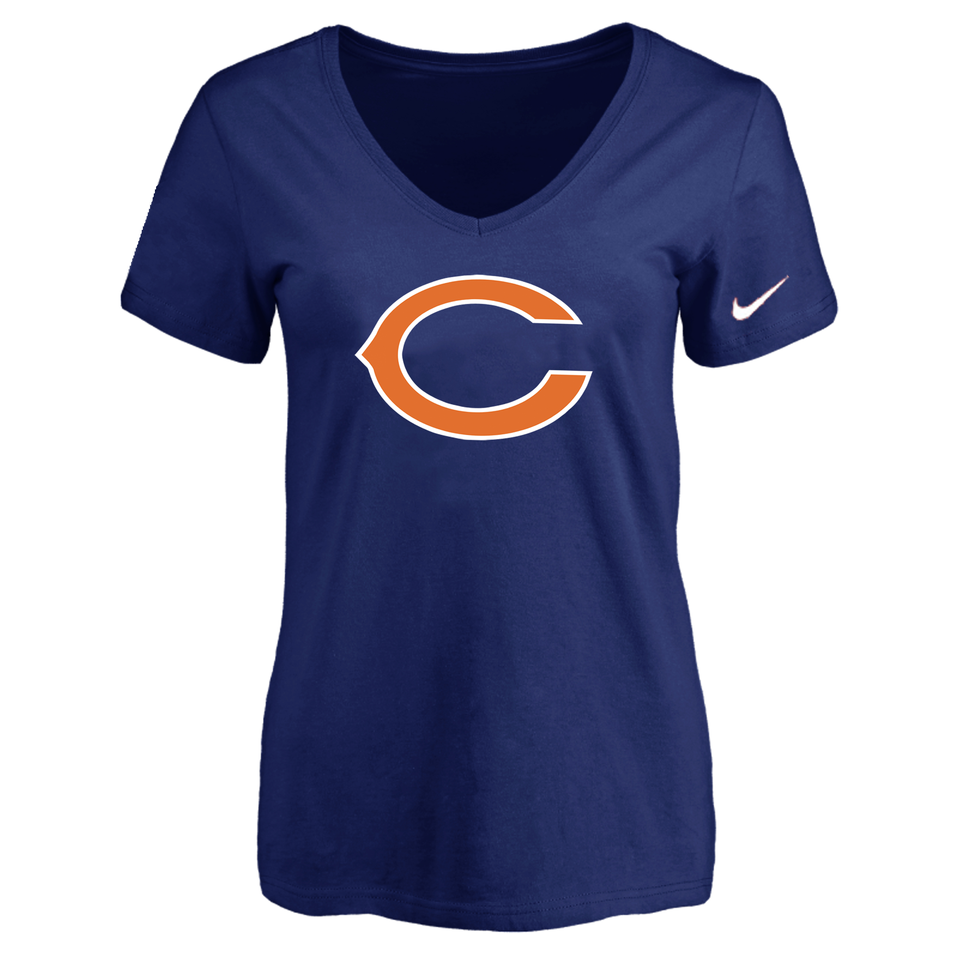 Chicago Bears D.Blue Women's Logo V neck T-Shirt