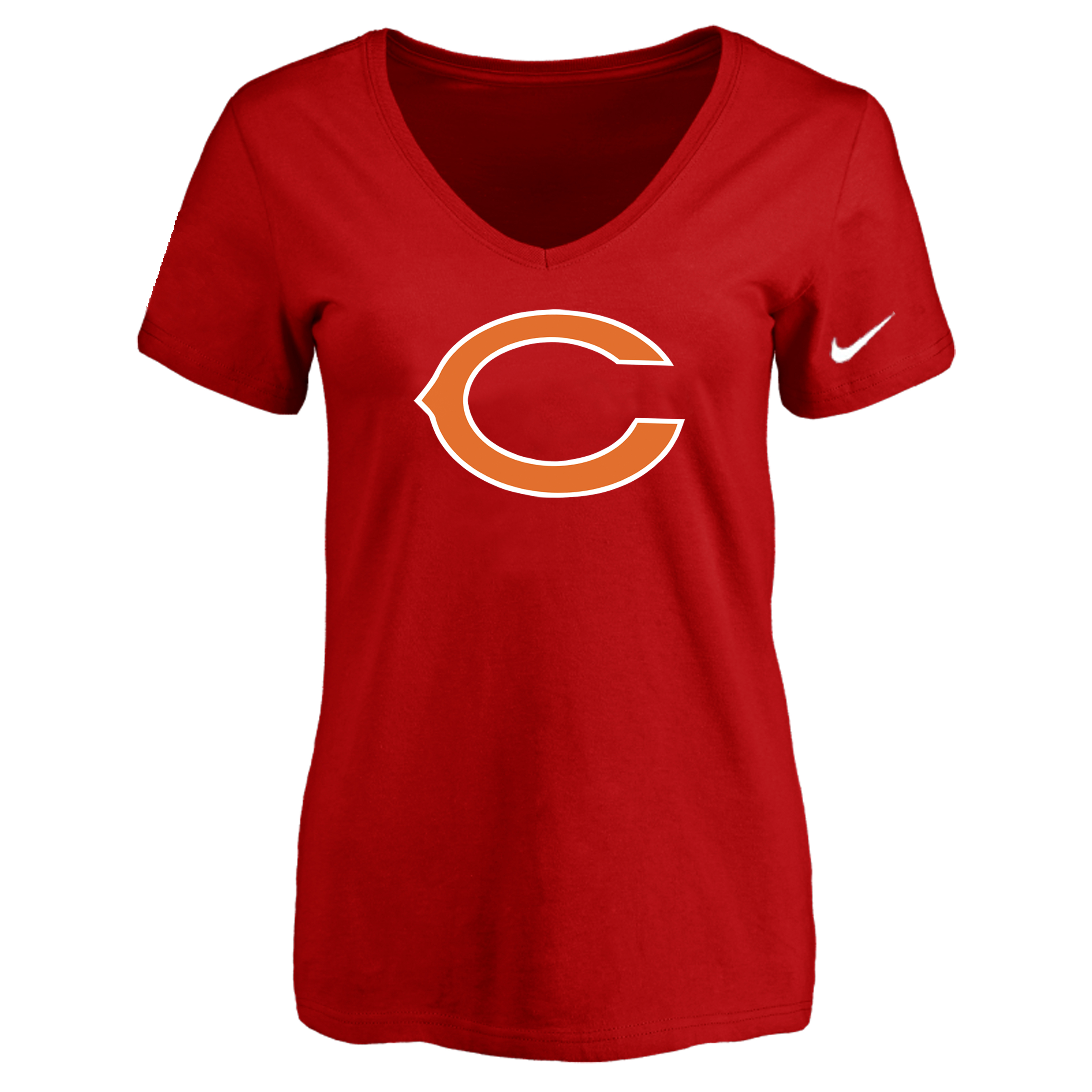 Chicago Bears Red Women's Logo V neck T-Shirt