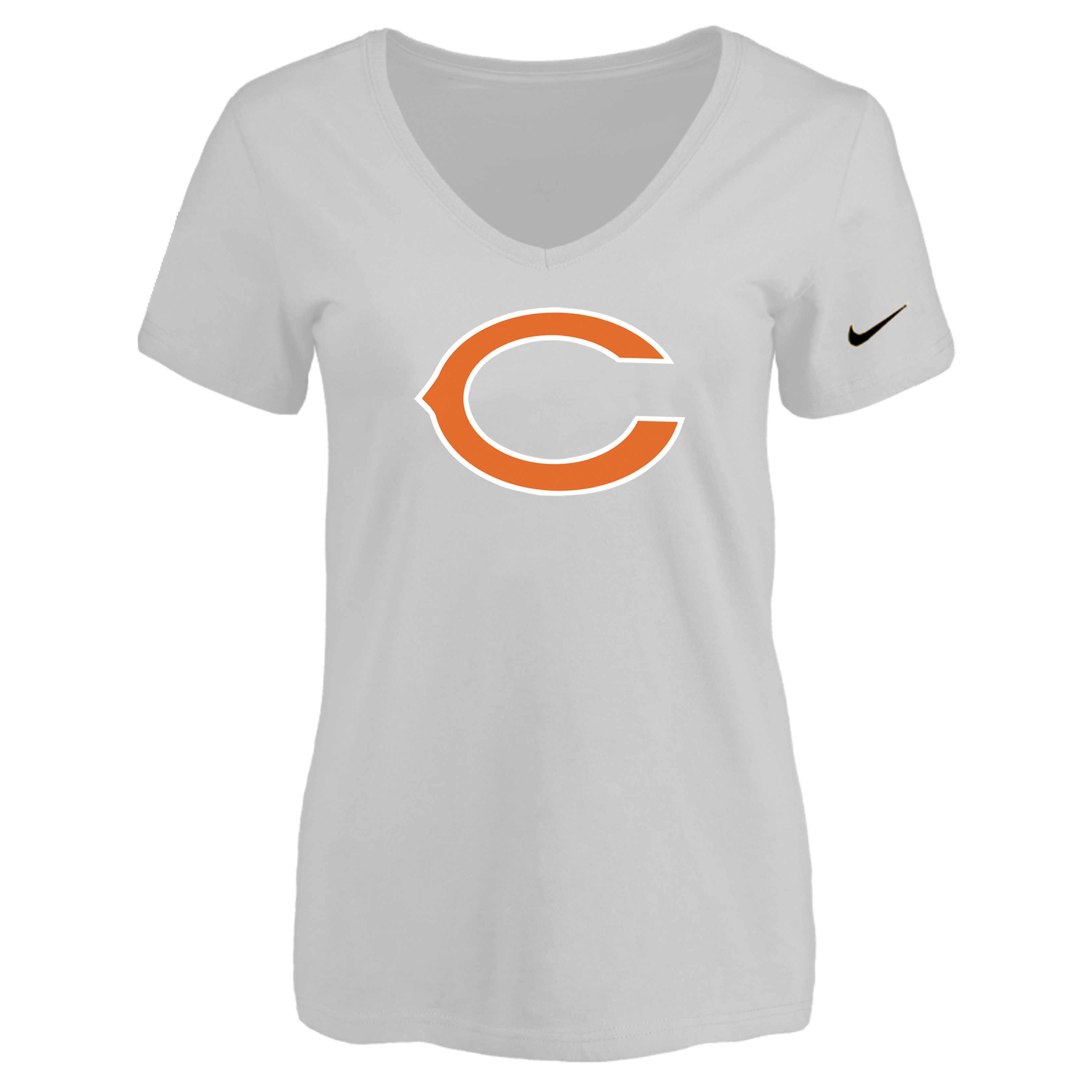 Chicago Bears White Women's Logo V neck T-Shirt