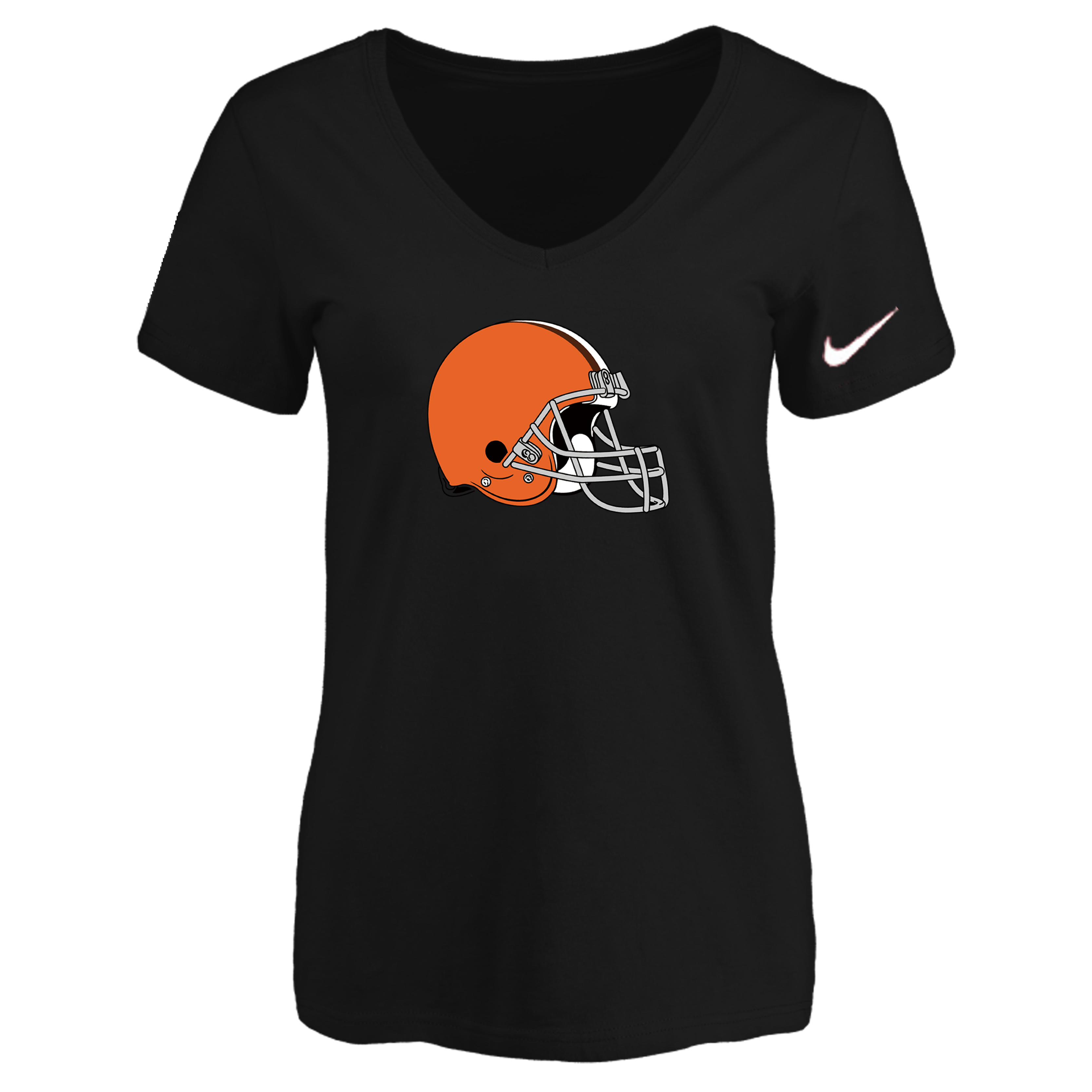 Cleveland Browns Black Women's Logo V neck T-Shirt