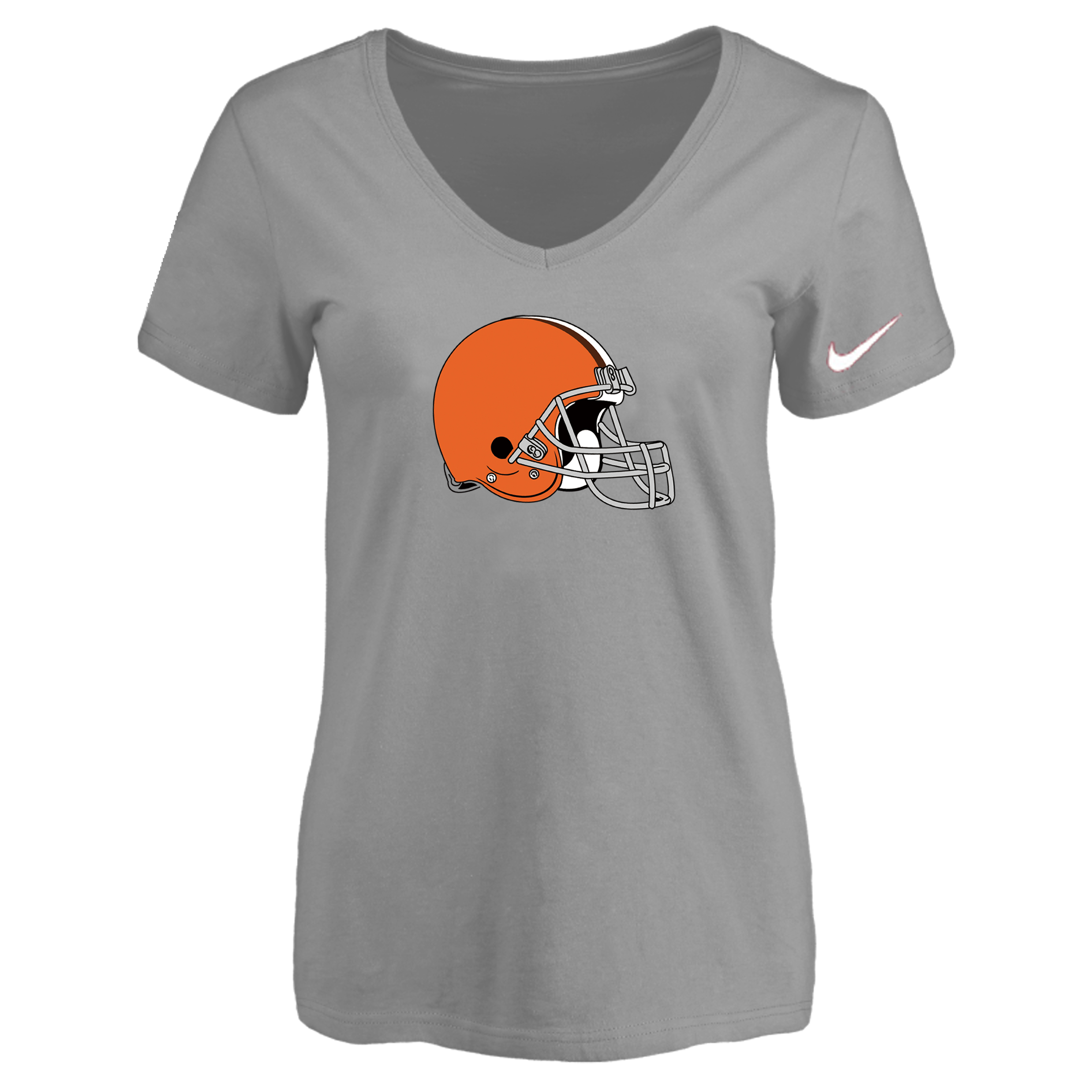 Cleveland Browns L.Gray Women's Logo V neck T-Shirt