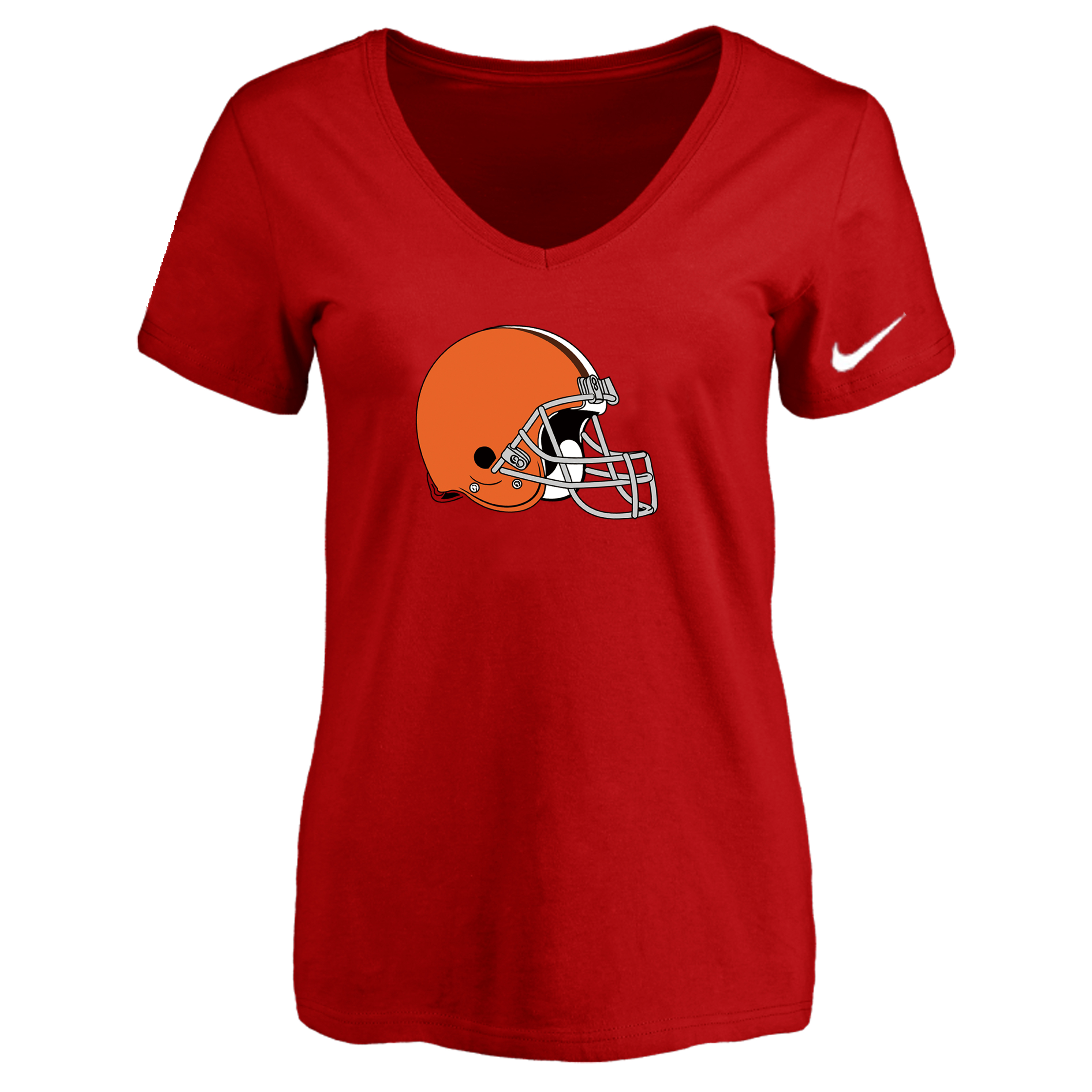 Cleveland Browns Red Women's Logo V neck T-Shirt