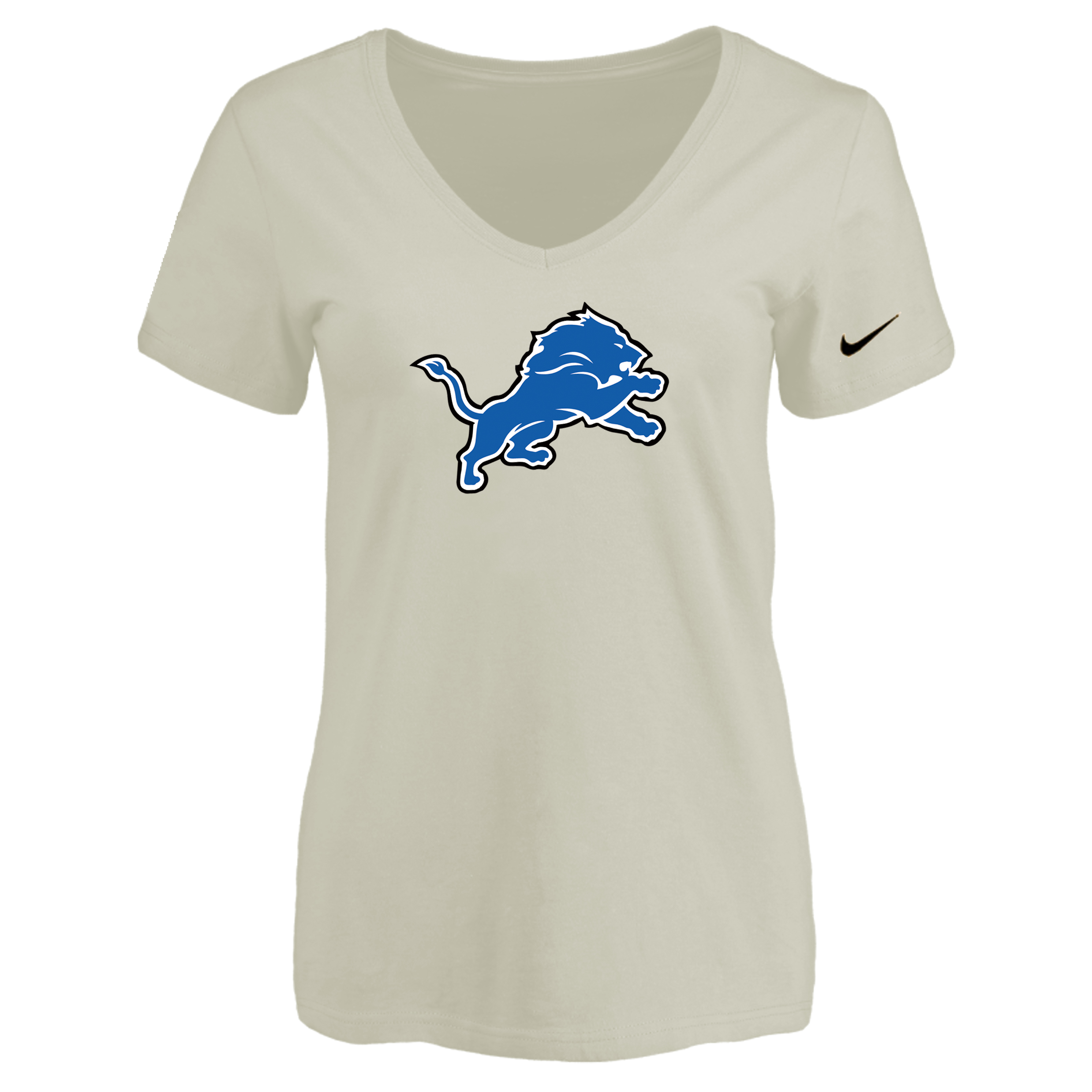 Detroit Lions Cream Women's Logo V neck T-Shirt