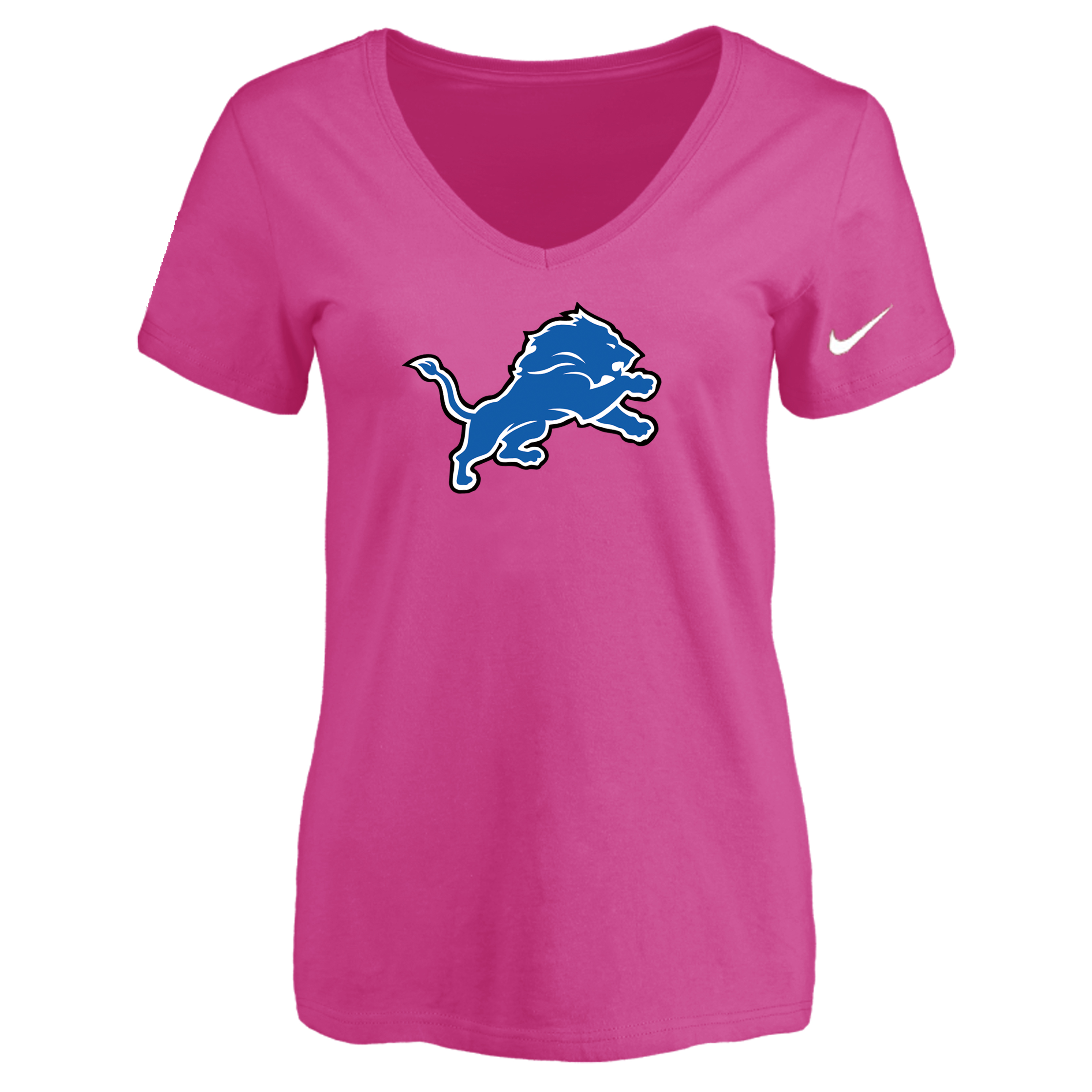 Detroit Lions Peach Women's Logo V neck T-Shirt