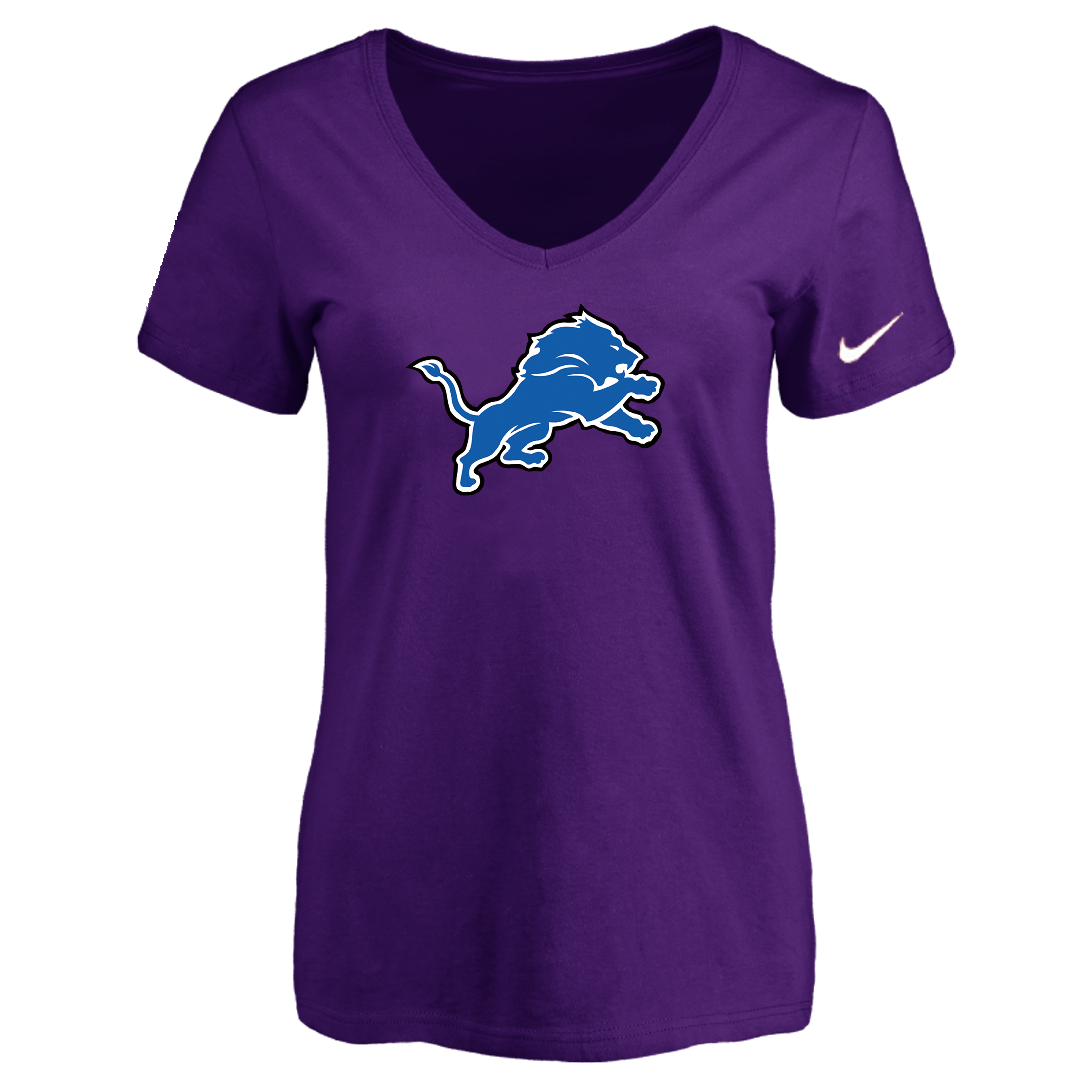 Detroit Lions Purple Women's Logo V neck T-Shirt