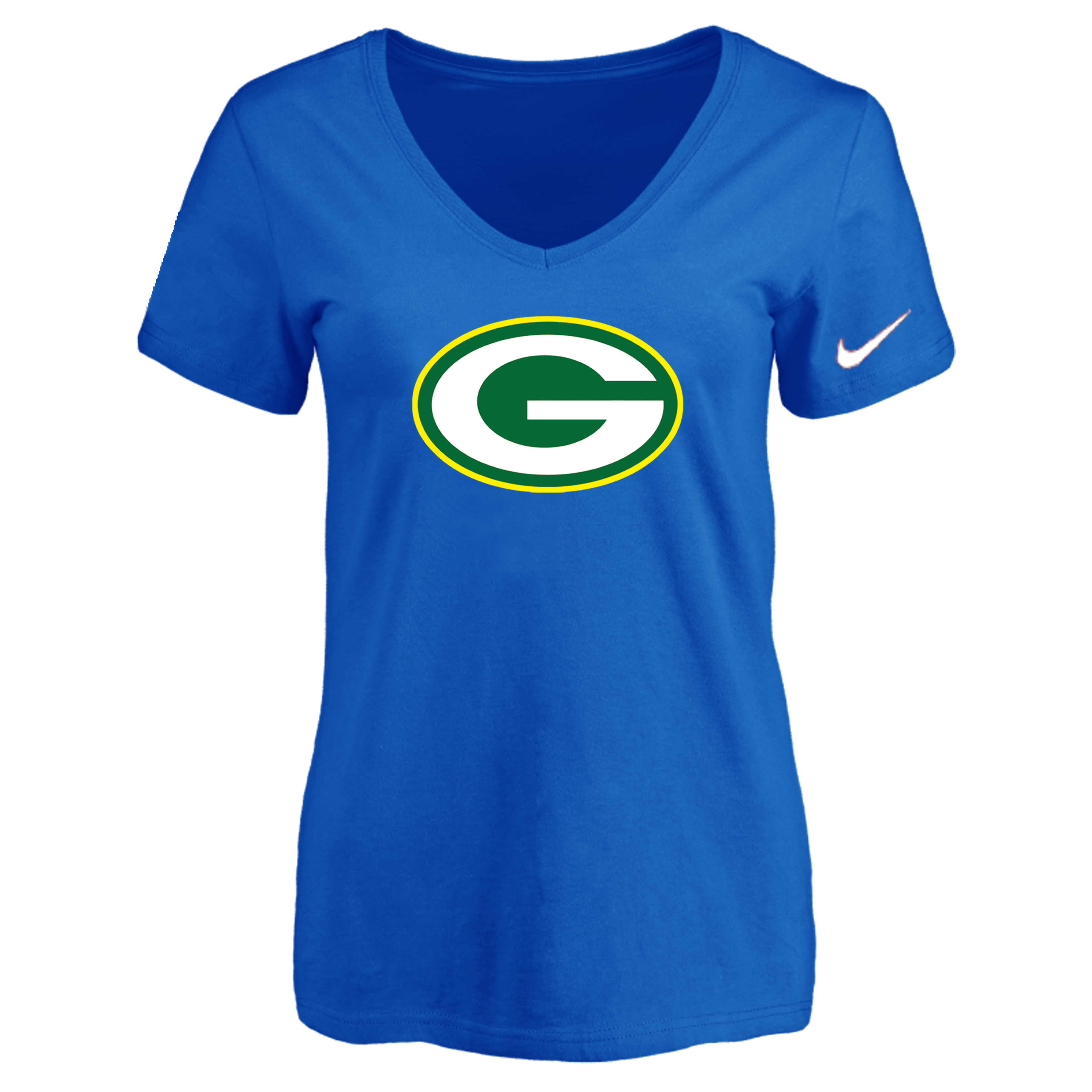 Green Bay Packers Blue Women's Logo V neck T-Shirt