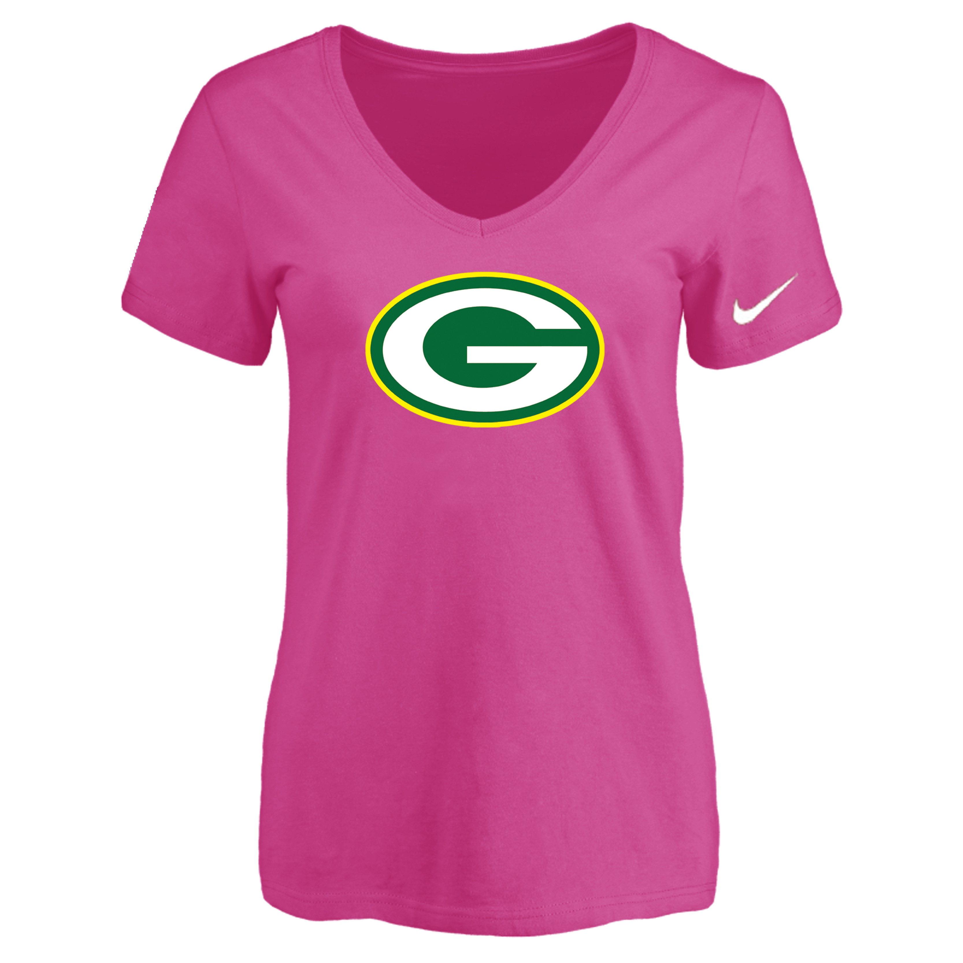 Green Bay Packers Peach Women's Logo V neck T-Shirt
