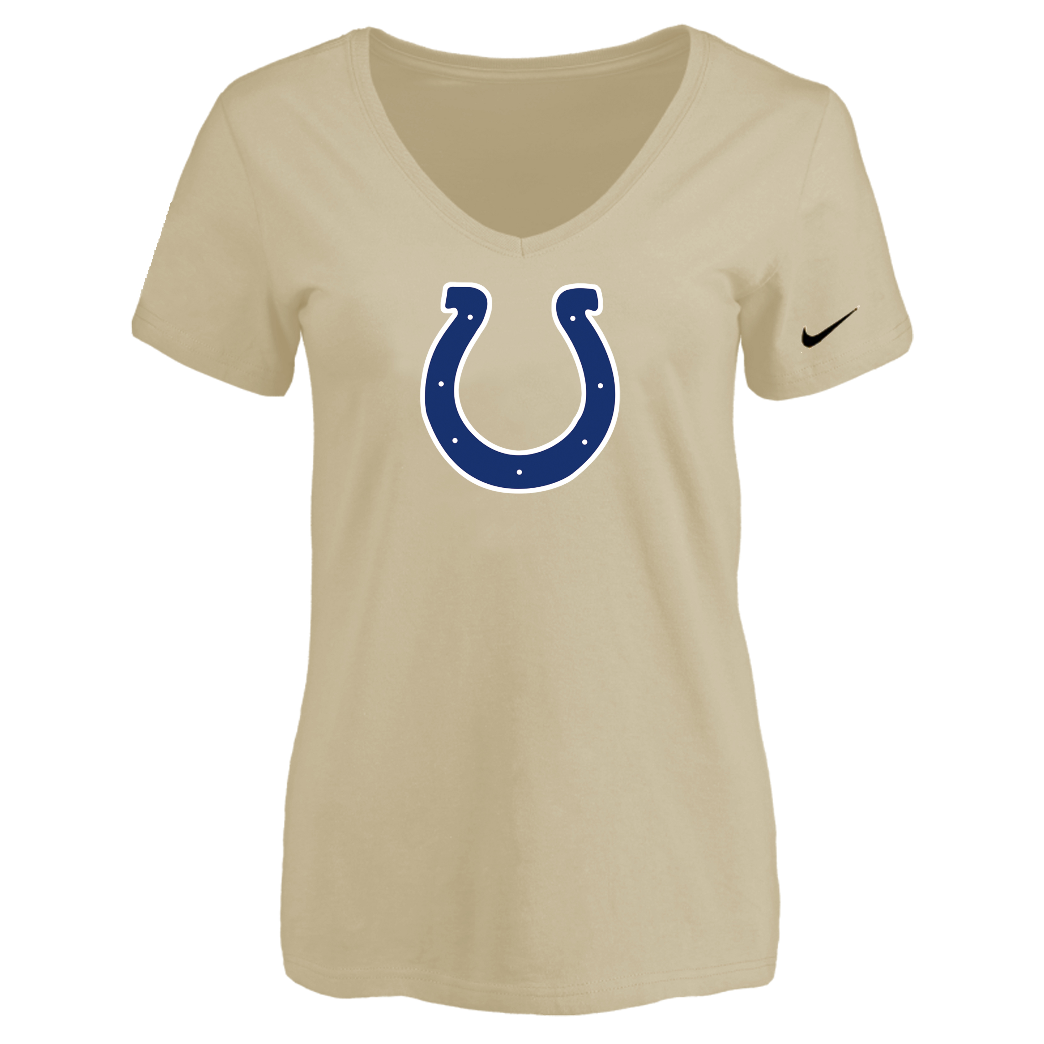 Indiannapolis Colts Beige Women's Logo V neck T-Shirt