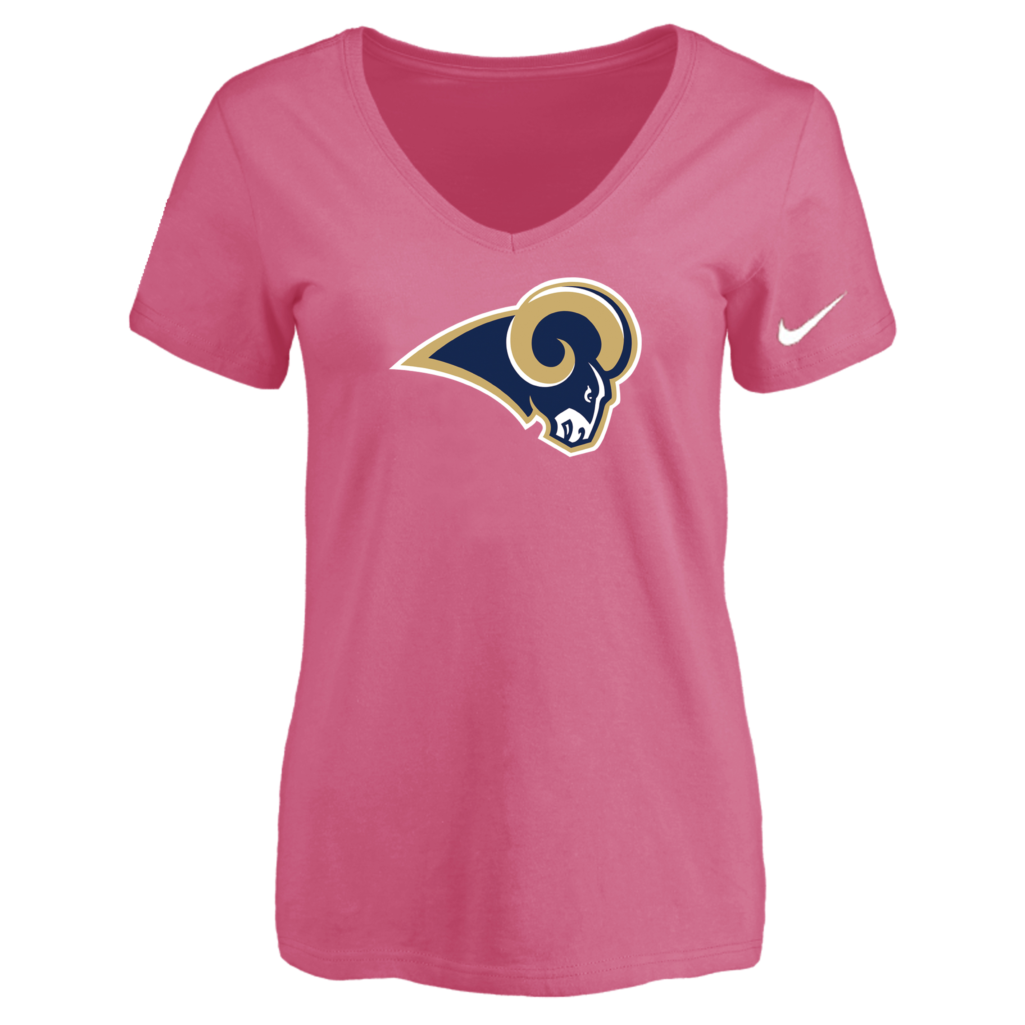Los Angeles Rams Pink Women's Logo V neck T-Shirt