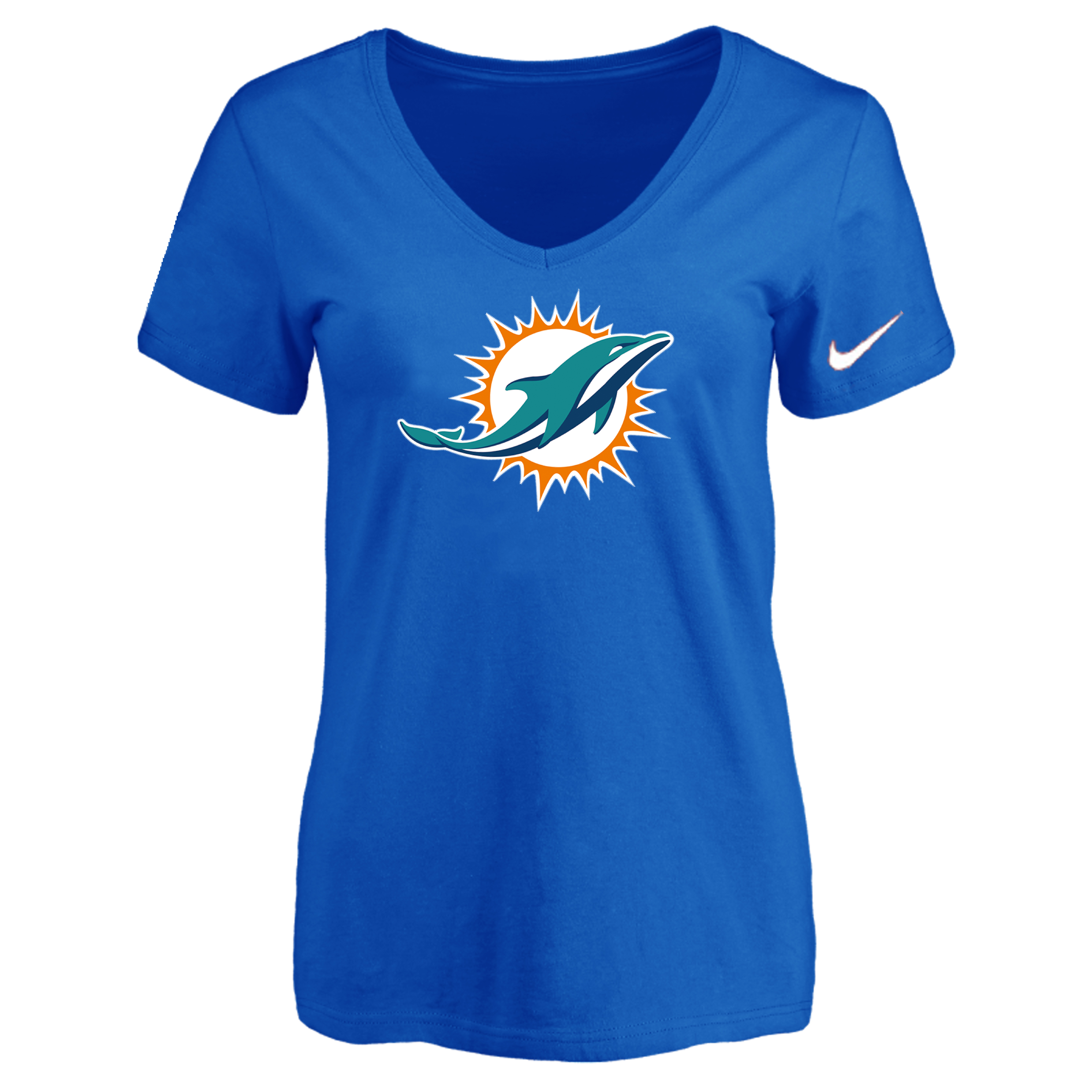 Miami Dolphins Blue Women's Logo V neck T-Shirt