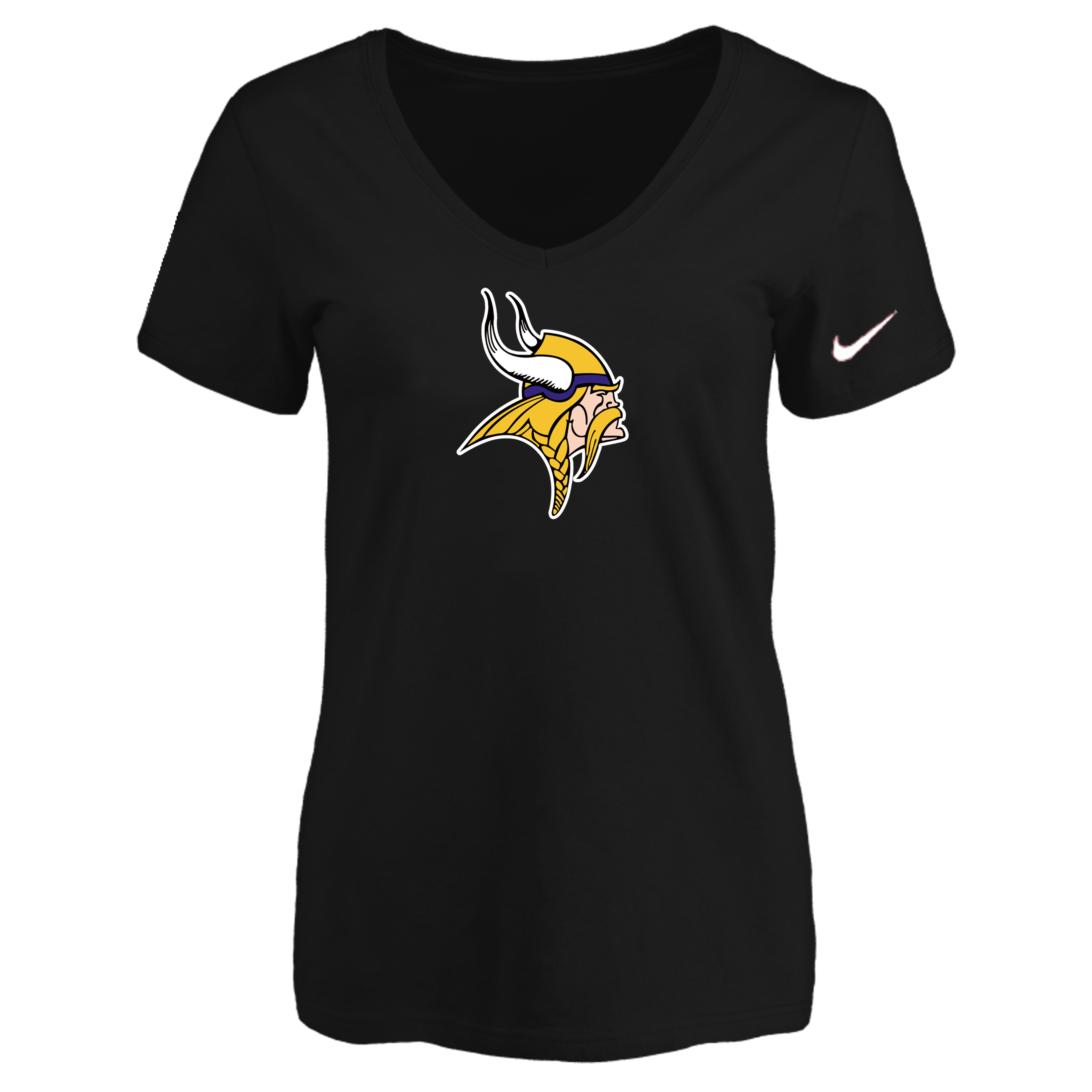 Minnesota Vikings Black Women's Logo V neck T-Shirt