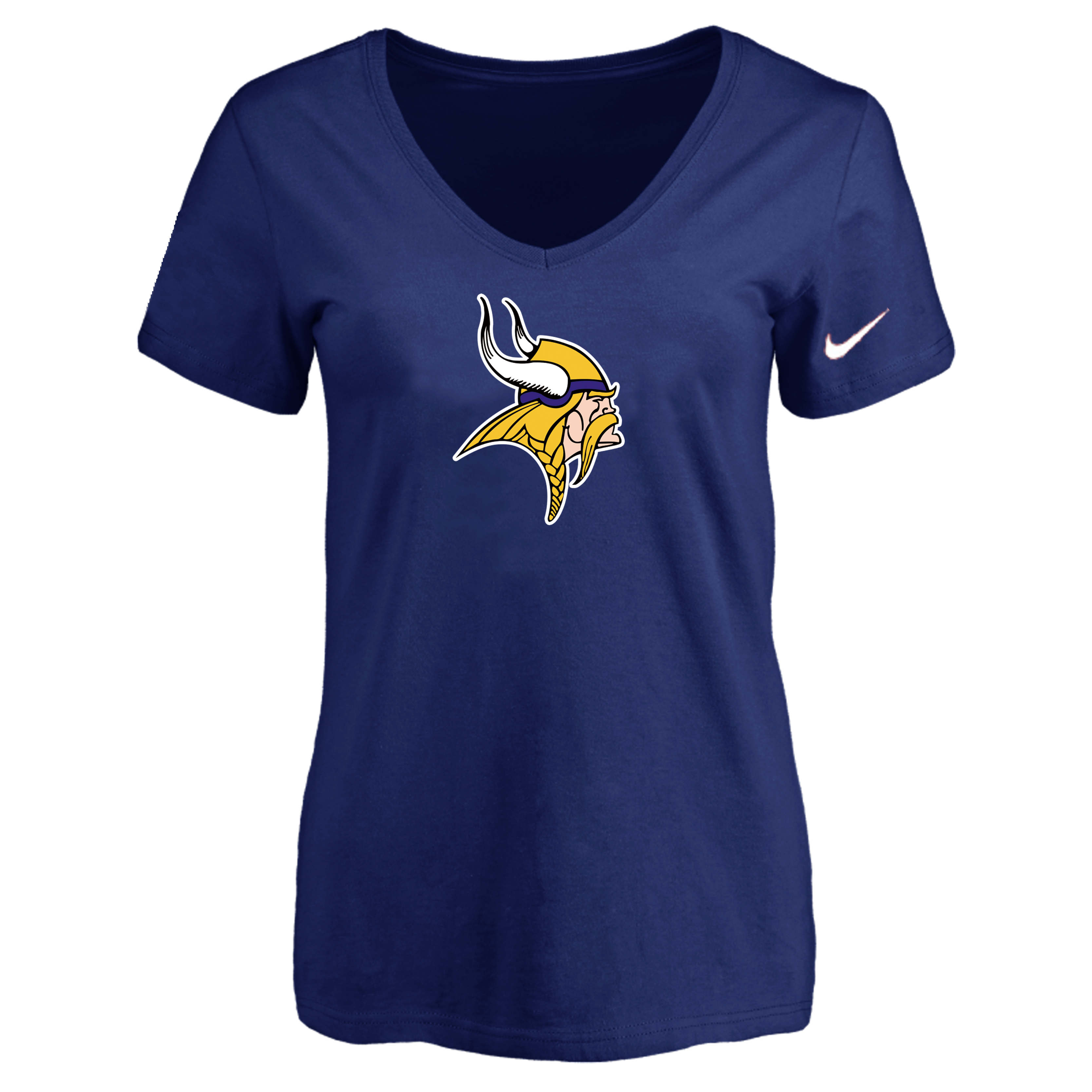 Minnesota Vikings D.Blue Women's Logo V neck T-Shirt