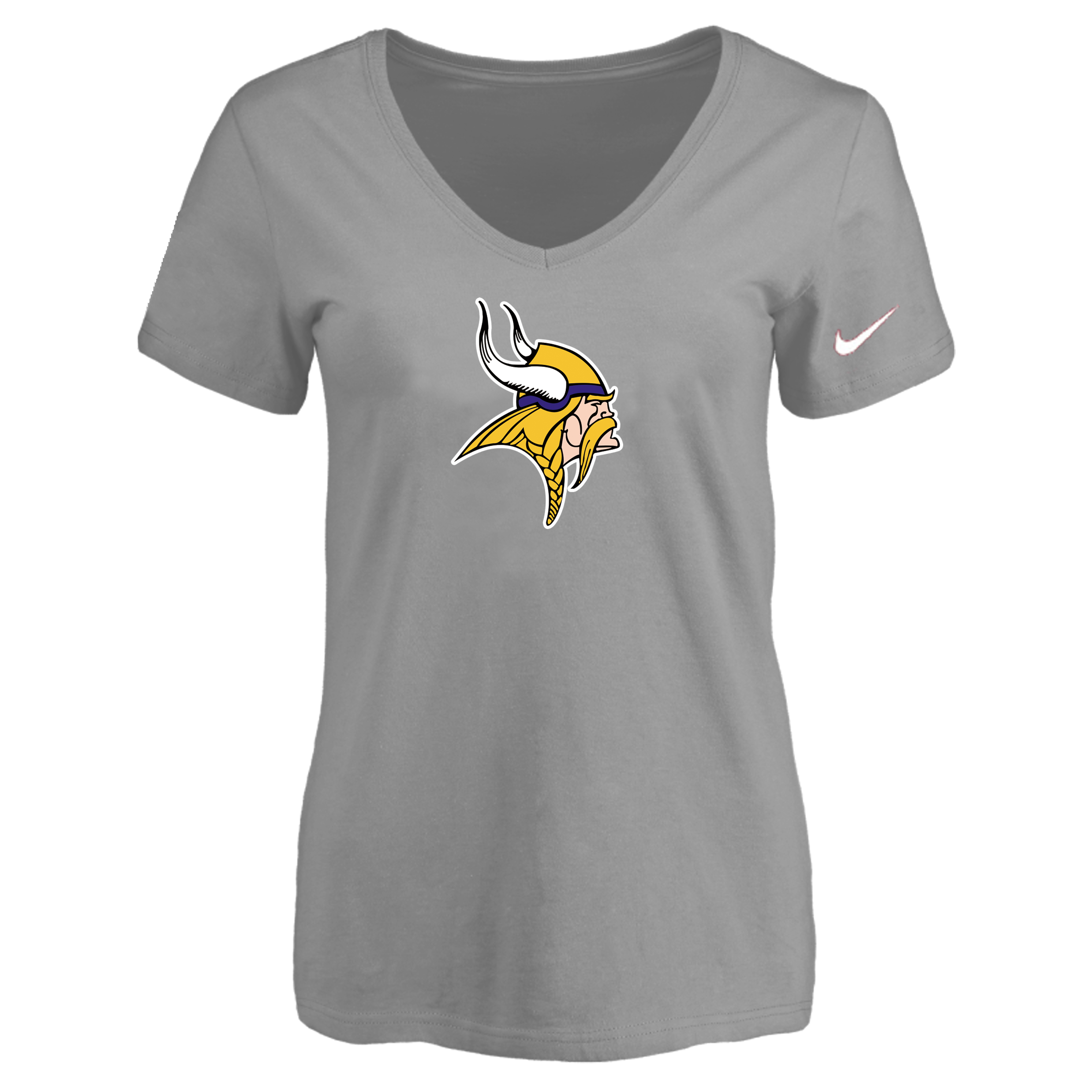 Minnesota Vikings L.Gray Women's Logo V neck T-Shirt