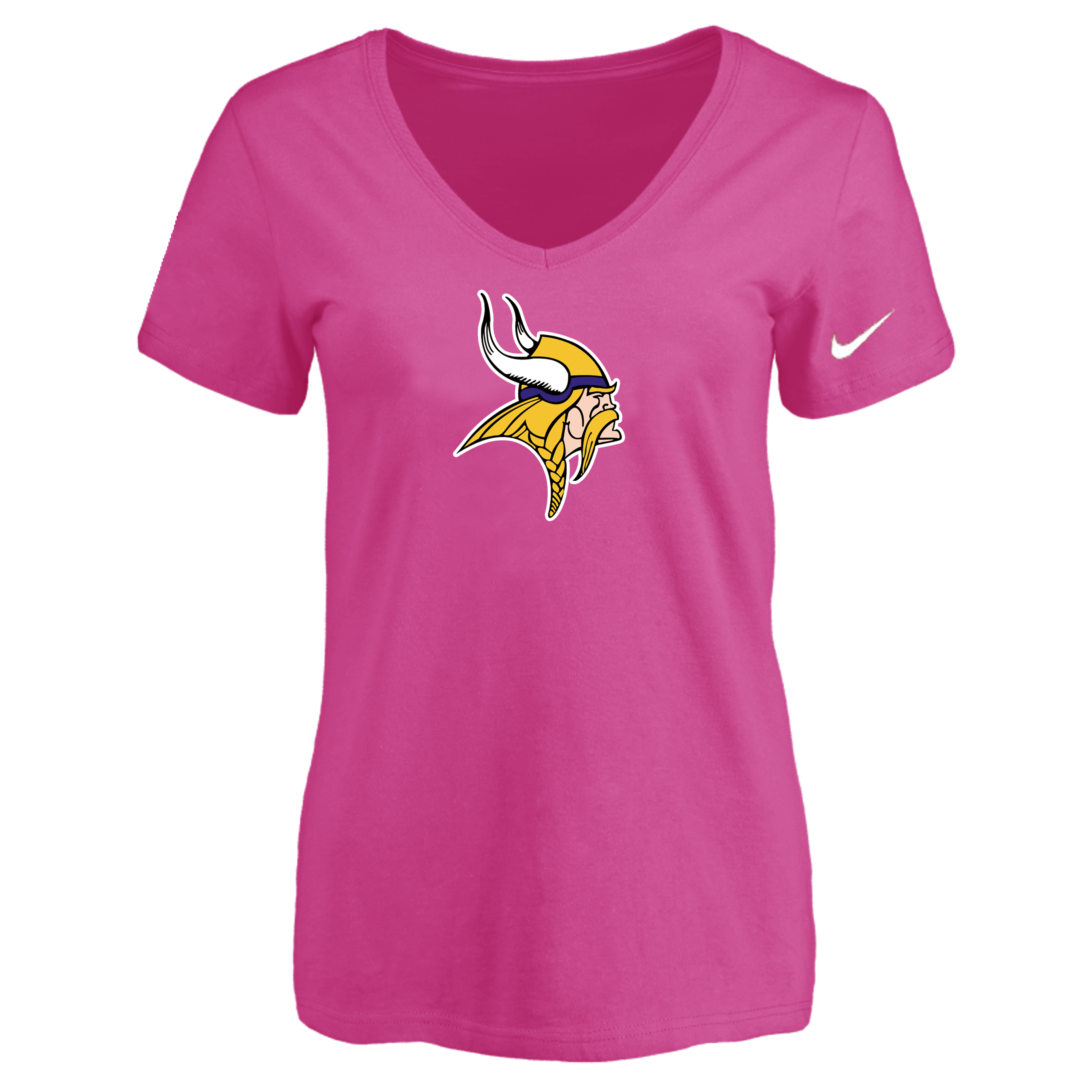 Minnesota Vikings Peach Women's Logo V neck T-Shirt