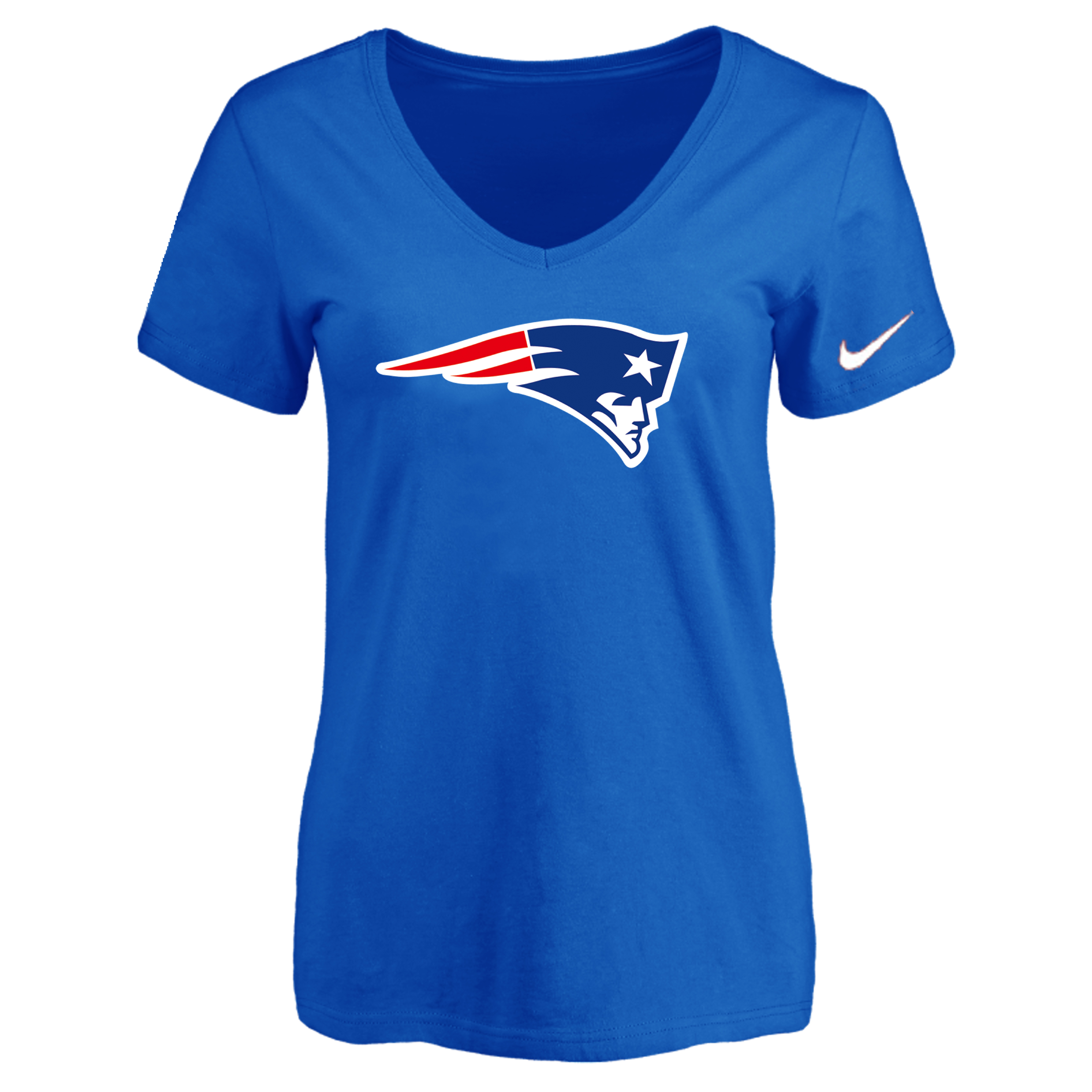 New England Patriots Blue Women's Logo V neck T-Shirt
